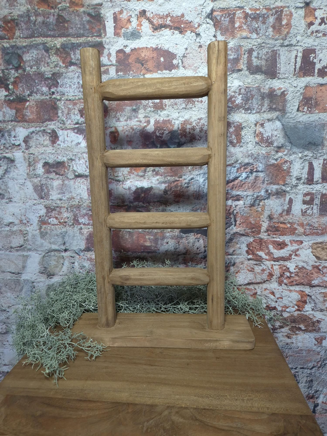 Teak houten ladder, 4 treden