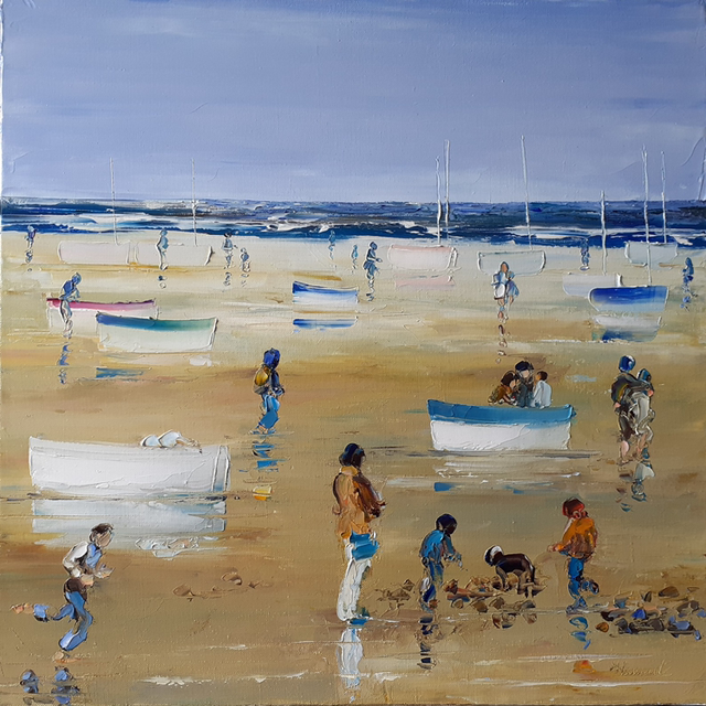 La plage en partage 50x50cm