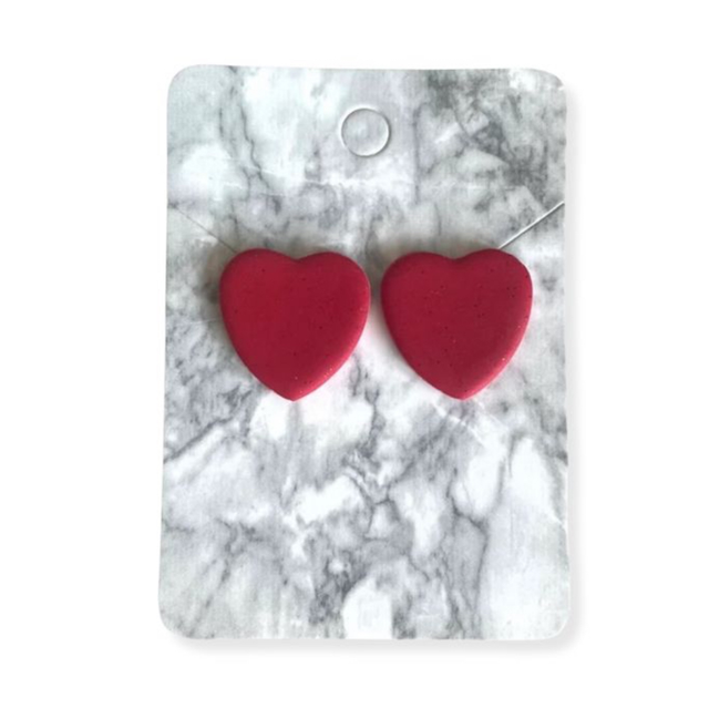 Red heart studs - large