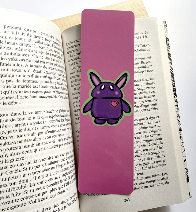 MARQUE PAGE &quot;LAPIN MAUVE CYBER PUNK&quot;