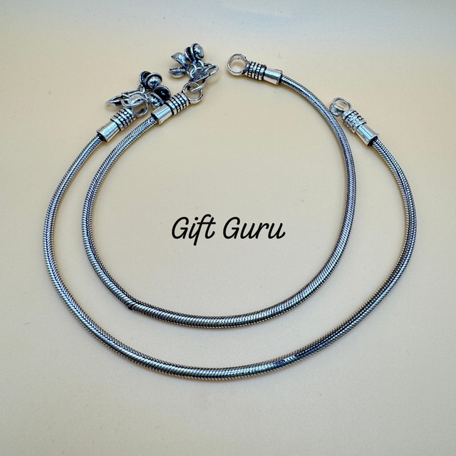 Plain oxidised anklet pair 