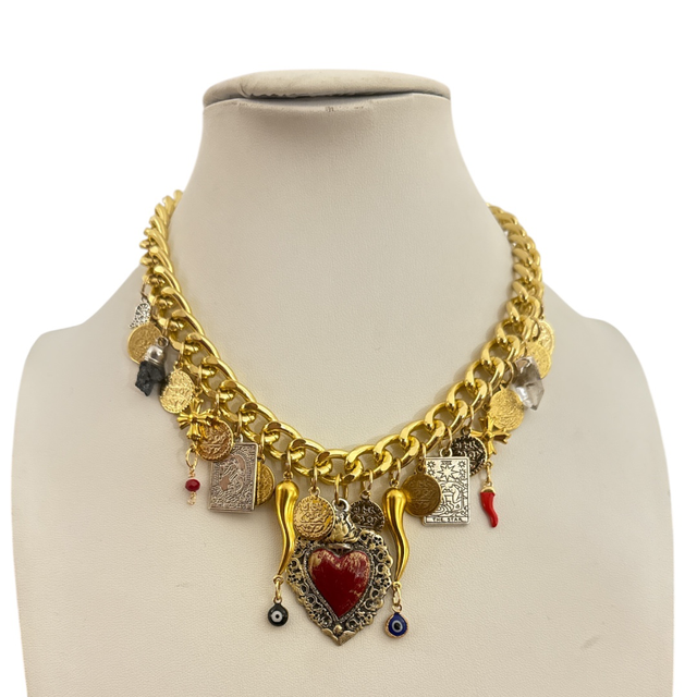 Collana cuore ex-voto rosso 25NM-13