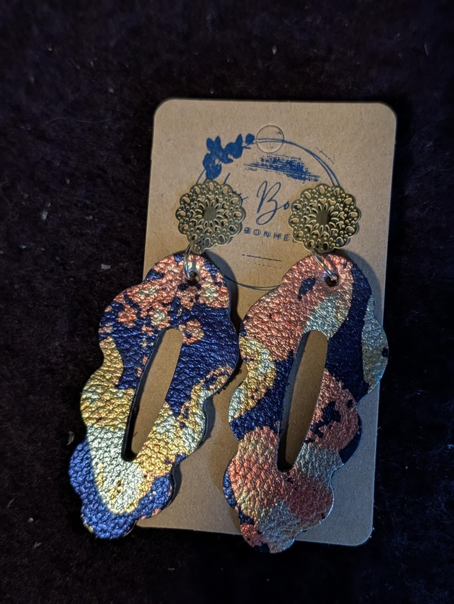 Boucles d'oreilles Charlotine marine dorée ch015