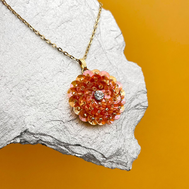 Pendentif ZINNIA - ORANGE PAPAYE Ø25mm