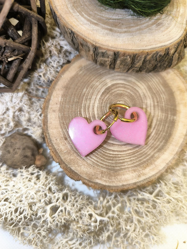 Pampilles interchangeables coeur rose nacré 