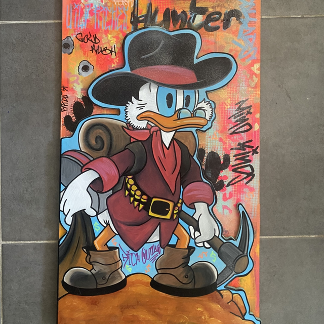 Picsou Cowboy – Wealth Hunter | Tableau Street Art Pop Culture signé k_azyy 