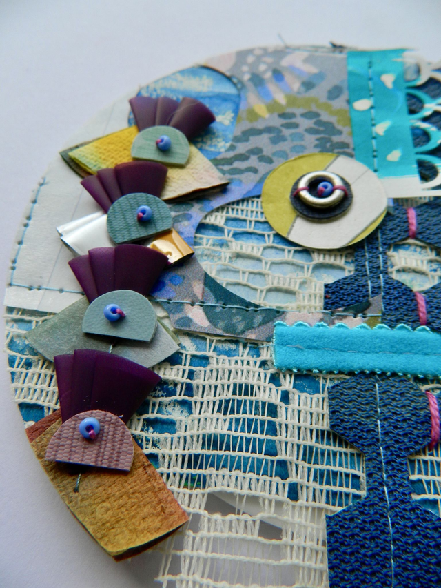 Square Paper + Stitch Collage - Blue/Purple