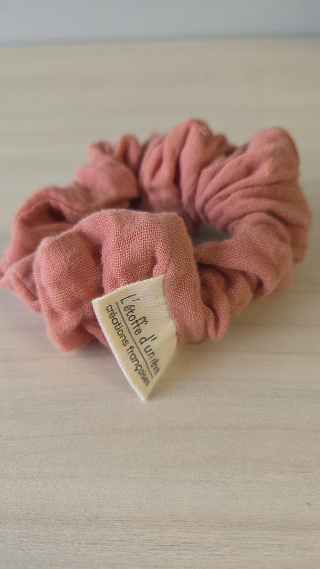 Chouchou rose double gaze de coton