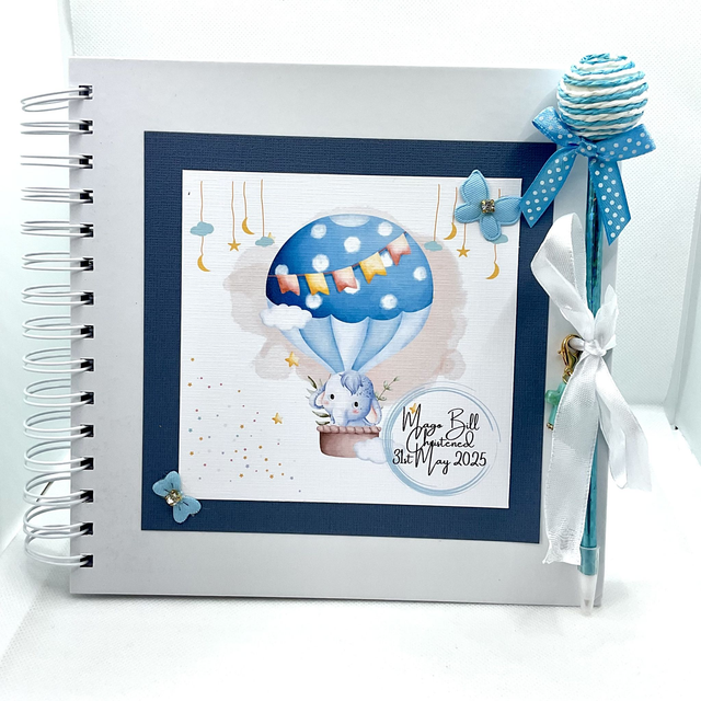Personalised Christening and New Baby scrapbook photo album with FREE pendant. Beautiful Handmade gift. 