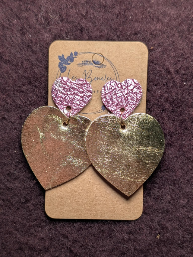 Boucles d'oreilles Louise doré rose lo004