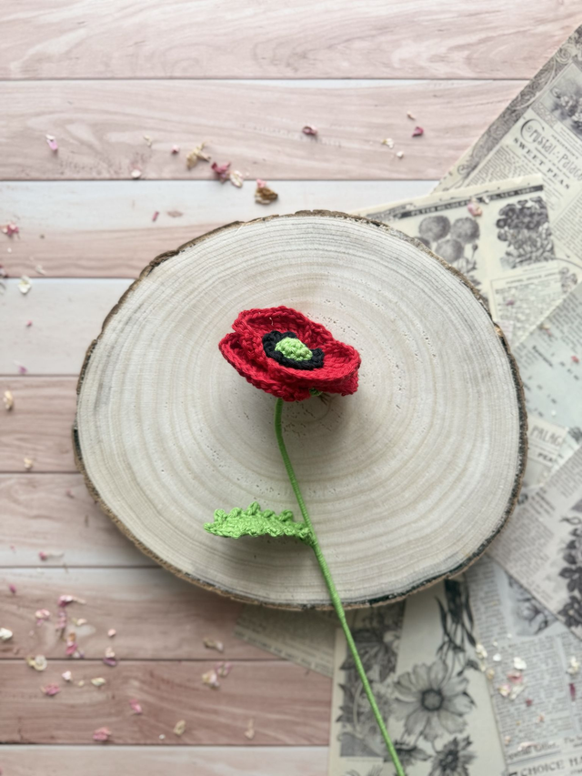 Coquelicot moyen et sa feuille (personnalisable pour créer votre bouquet)