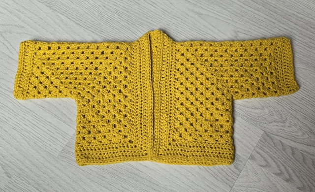 Crochet crop edge to edge cardigan mustard yellow 25" - 26" chest