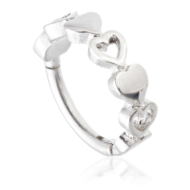 Steel Heart Hinged Huggie Hoops (pair)