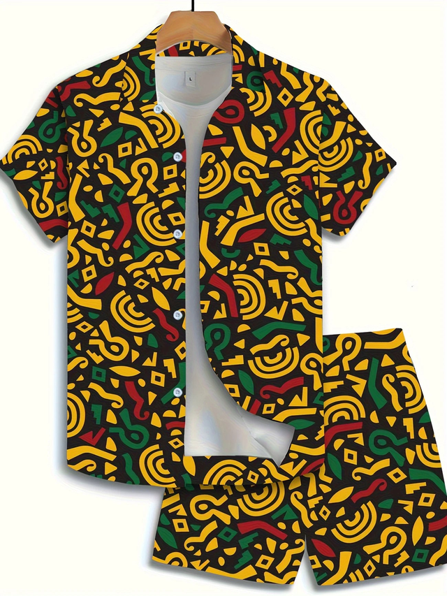 Men's Casual 2-Piece Outfit With Fashion African Element Print