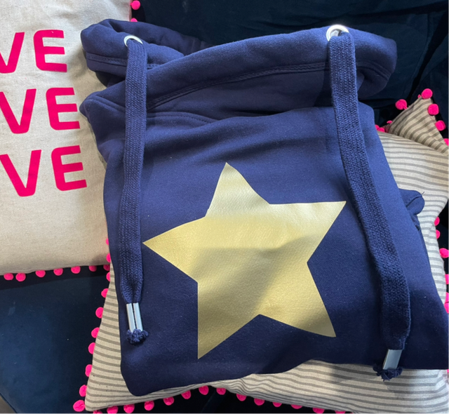 Gold Star Cross Neck Hoodie | Tambas Prints