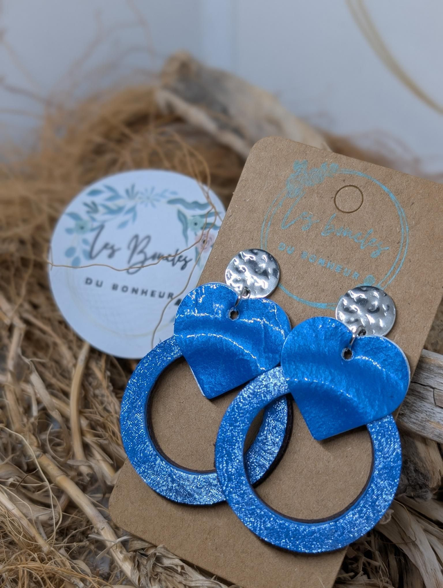 Boucles d'oreilles Coeur ❤️ bleu c2061