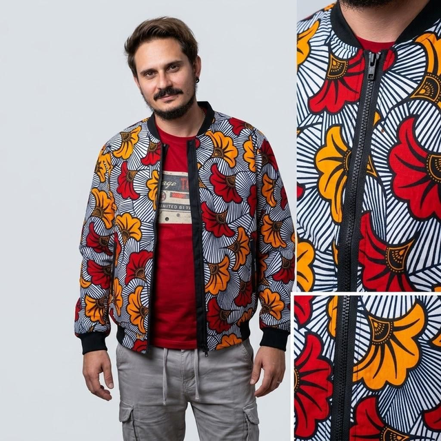 Veste Bomber Réversible – Fleur de mariage Rouge