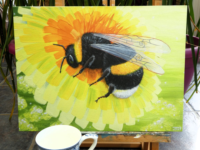 Open Edition Canvas Panel Print, from my "Beautiful Bugs" collection, "Let the Dandelions Grow" 