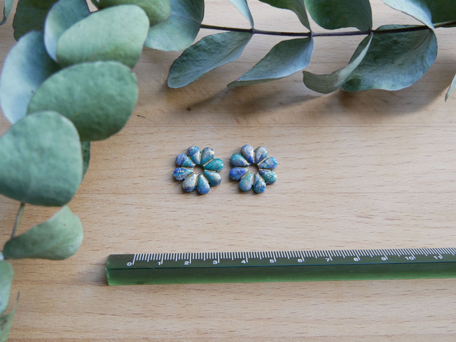 Marguerite marbré bleu/violet/vert