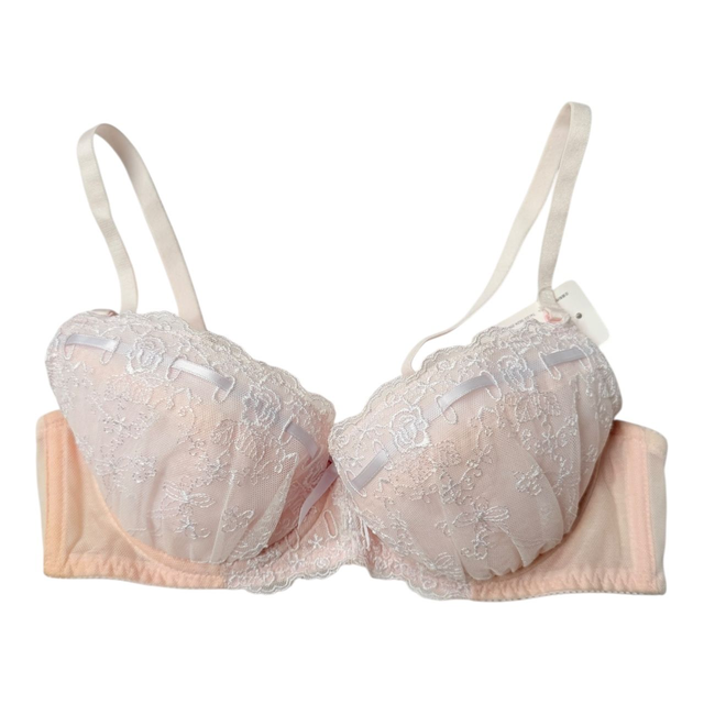 Light pink + purple ribbon Japanese Bra UK 32B  