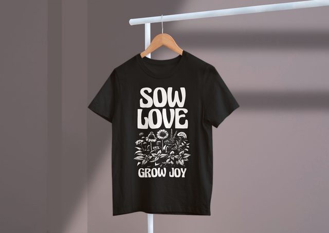 Sow Love Grow Joy Gardening Inspiration Positive Growth. Liebe säen, Freude wachsen lassen, Garteninspiration, positives Wachstum