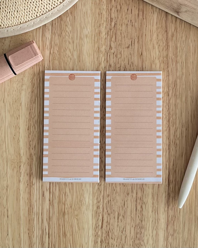 Bloc-notes mini – Rayures oranges à l’aquarelle