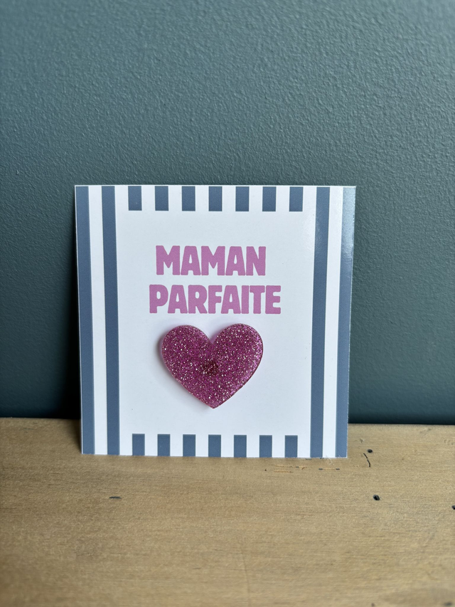 Pin&#039;s coeur rose clair - Carte personnalisable