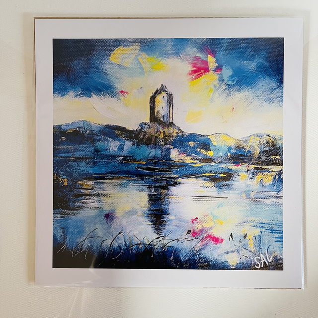 Print- Smailholm Tower Blue Reflection