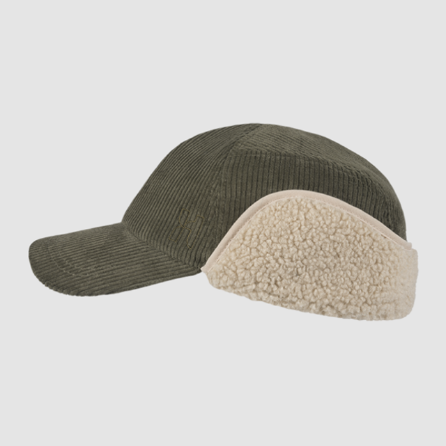 Dream - Corduroy baseball cap met oorflappen olijf groen