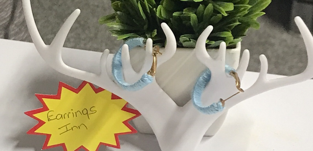 Blue Fabric Hoop Earrings- FHP06