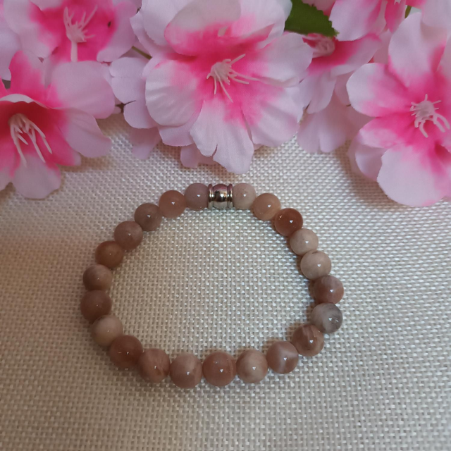 Bracelet pierre de lune rose 8mm