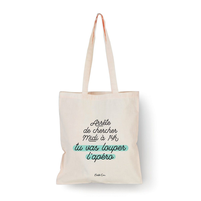Tote bag Naturel Arrête de chercher midi à 14h
