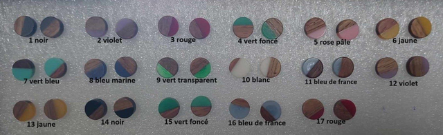 Boucle d'oreille clou bois &amp; résine