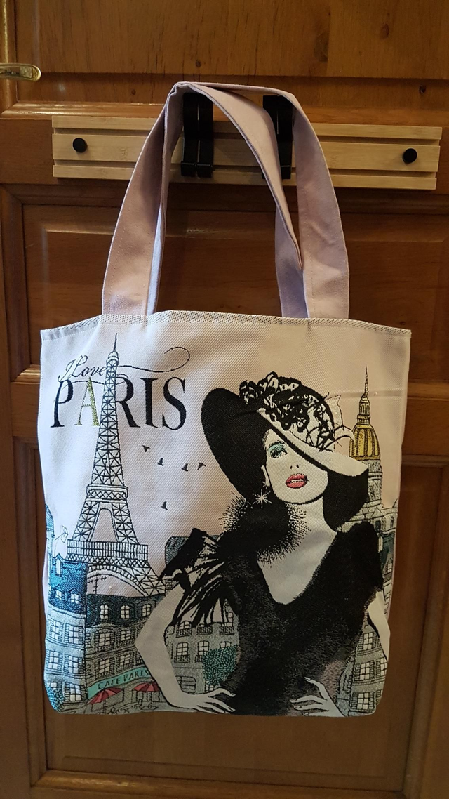 Grand sac en carré jacquard motif "La Parisienne"