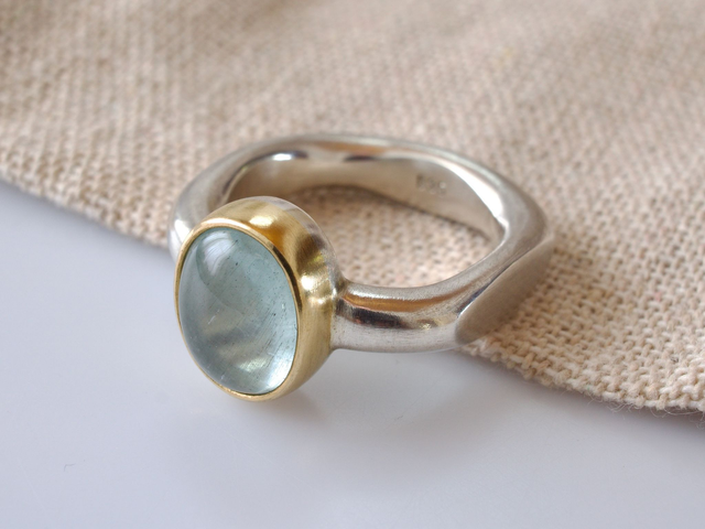 Silberring mit Aquamarin Bicolor