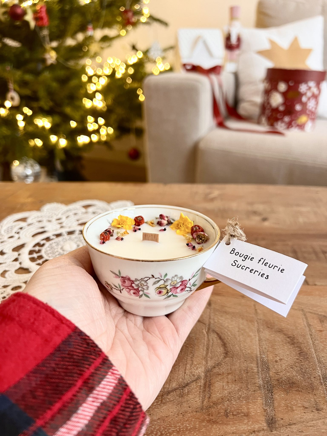 đ Bougie Sucreries - tasse Ă thĂ© "branche fleurie"