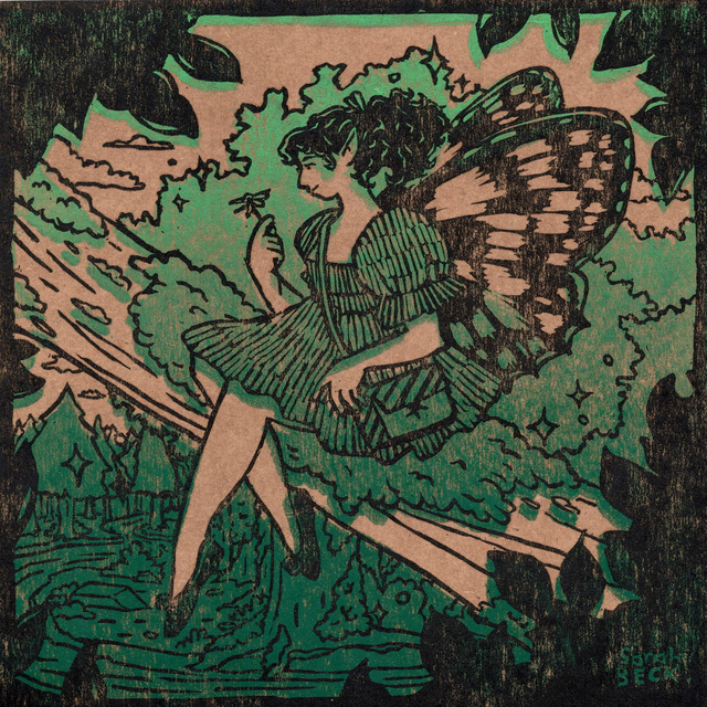 April Fairy Linoprint