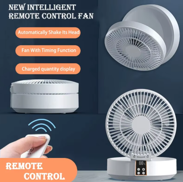 Puissant Ventilateur portable maison &amp; bureau 3 en 1 avec télécommande  circulation Ventilation sur 180 ° lumières LED ,batterie autonomie 3-6 heures