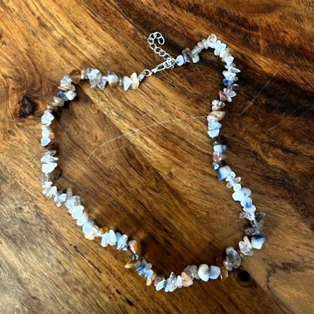 Rainbow Fluorite Crystal Chip Necklace – Handmade Chakra Jewellery for Intuition, Focus &amp; Emotional Balance