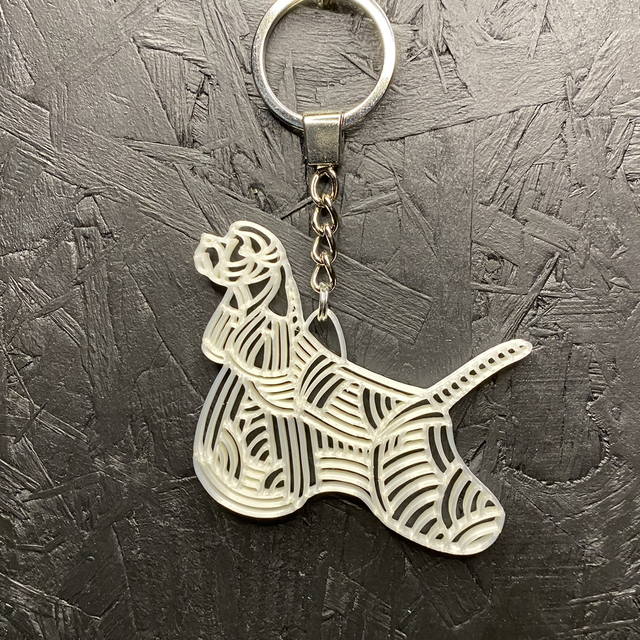 3D - Keychain American Cocker White