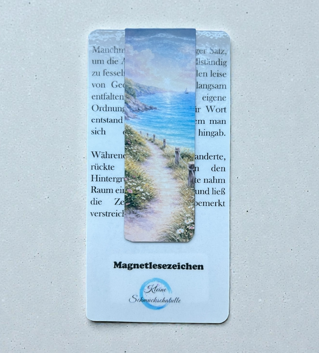 Lesezeichen Pfad Meer - Handgefertigte Magnet-Lesezeichen – Meermotive