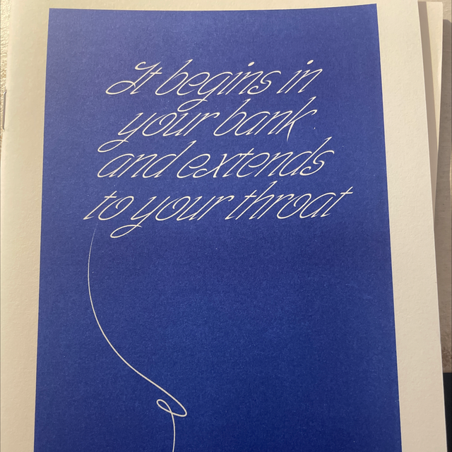 It Begins In Your Bank And Extends To Your Throat Cecilie Fang