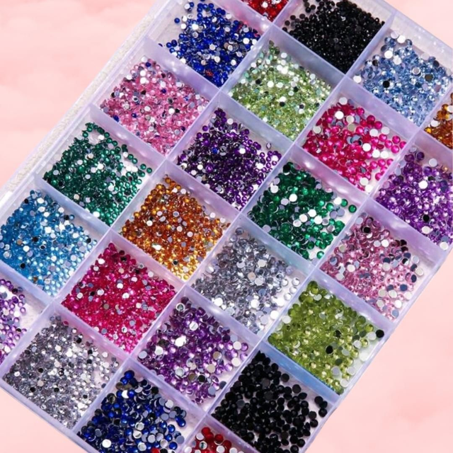 24 grid 2mm &amp; 3mm nail gems Style 1