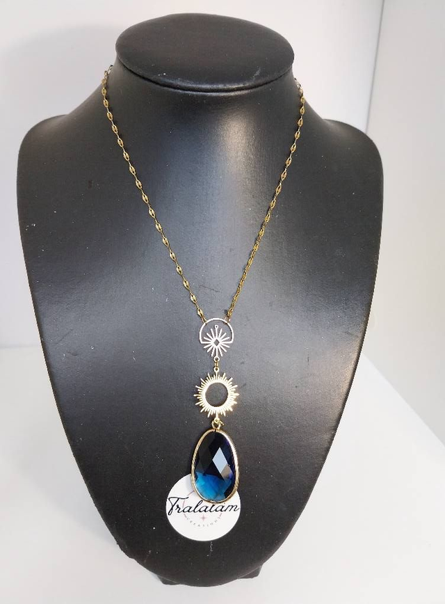 ✨Collier &quot;long pendentif pierre bleue profond&quot;✨