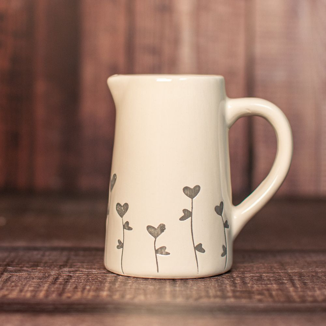 Grey Floral Heart Jug 9cm