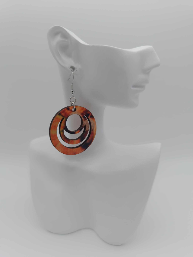 Boucles d'oreilles en bois sublimé rondes          