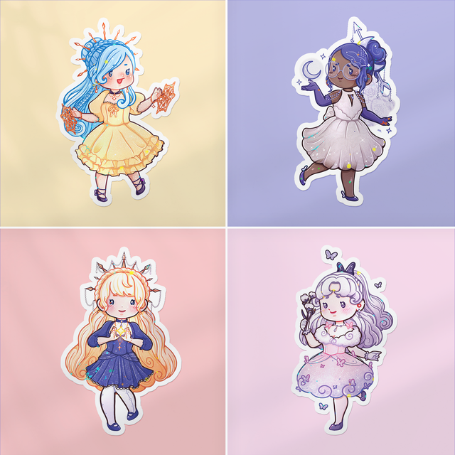 Stickers lamination holographique CÉLESTES CHIBI
