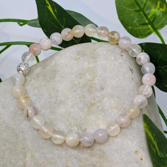 Bracelet "Agate fleur de cerisier" 6mm BR-001