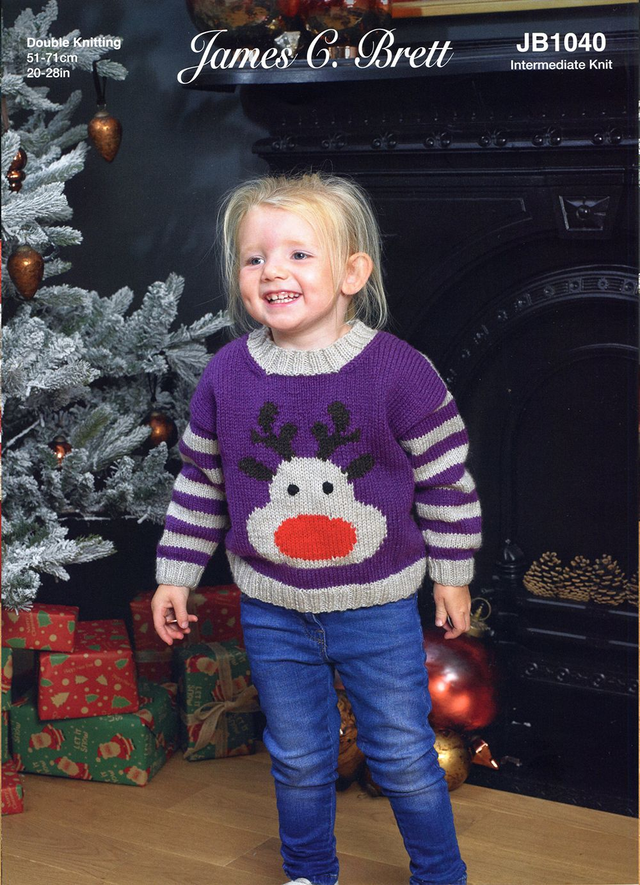 JB1040 Childrens Reindeer/Rudolph Jumper Pattern