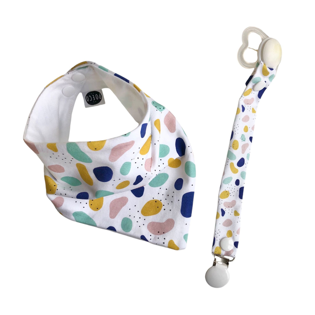 Coffret bavoir bandana + attache tétine - JELLY BEANS